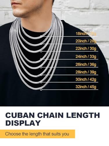 U7 Men Stainless Steel Necklace Cuban Link Chain, Flat Curb Chain Necklaces Unisex, Silver/Black/Gold Plated Chunky Hip Hop Neck Chain, 6mm/9mm Width, 18-32 Inches Length Jewelry for Mens Women - color: c. 6mm Steel, size: 28 Inches, style: a. Flat Curb