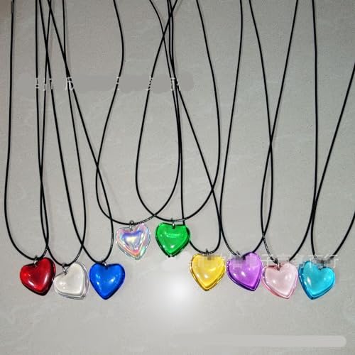 Yocoyee Dainty Colorful Glass Heart Shape Pendant Necklace Stainless Steel Link Rope Chian Love Heart Charms Pendant Necklace Y2K Trendy Jewelry Accessories for Women Jewelry - color: Deep Blue