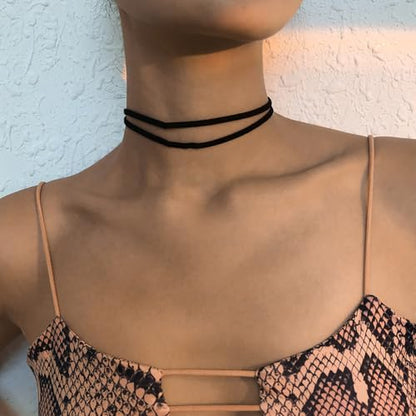 Black Choker Necklace Set Velvet Lace Choker Daisy Gothic Punk Classic Choker - color: 4PCS A