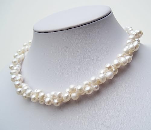 Elegant Double-Strand Freshwater Pearl Necklace for Women | 7-8mm White Pearls Necklace - Perfect for Weddings, Gifts, and Formal Events