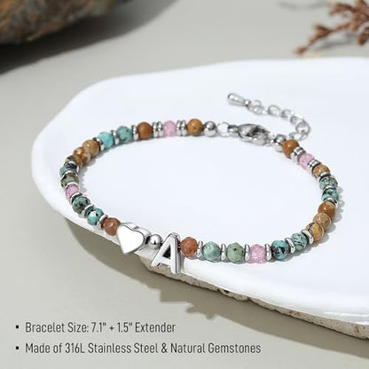 Heart Initial Bracelets for Teen Girls, Teen Girl Gifts Trendy Stuff, Christmas Stocking Stuffers for Kids, Unique Gifts for Teenage Girls on Birthday Graduation - style: C