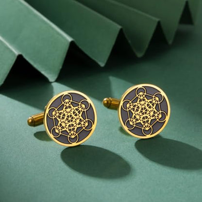 Cufflinks for Men Delicate Stainless Steel Wedding Business Cufflinks Gifts for Groom Husband French Shirt Accessories - style: Geometric-Gold