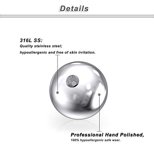 16G 3mm Replacement Balls Set &14G 5mm Piercing Balls Stainless Steel Glow in the Drak Plastic Replacement Balls Parts Jewelry Piercing Pearl Barbell Parts for Women Men 3mm 5mm Balls 72Pcs - color: A-1:14G 5mm Mix Color