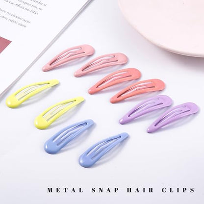 20 PCS Metal Snap Hair Clips Water Drop No Slip Barrettes for Women Bright Small Hair Clips For Thick And Thin Fine Hair,Yellow Blue Purple Pink,1.97 x 0.5 In. - color: Yellow Blue Purple Pink