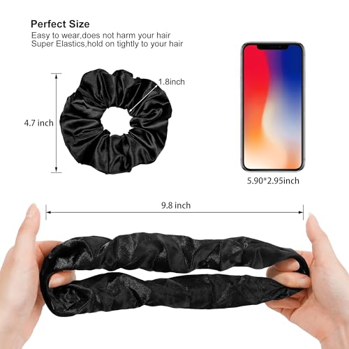 16 Pcs Satin Hair Ties and Holders for Women - Big Scrunchies for Thick, Curly Hair, Ponytail Holders, Cute Pony Tails, No Crease or Damage - color: Brown Serice