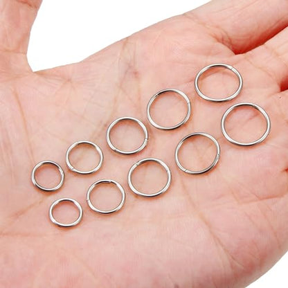 10PCS 20G/18G Surgical Steel Hinged Clicker Segment Nose Rings Hoops Septum Lip Ring Hoop Cartilage Tragus Helix Sleeper Earrings Piercing Jewelry for Women Men 6mm 7mm 8mm 9mm 10mm - color: 18g,6/7/8/9/10mm,slivertone