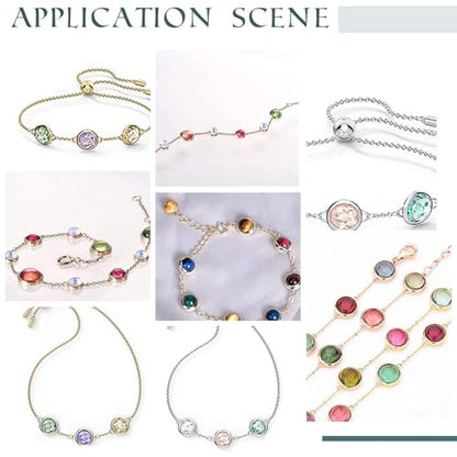 UNICRAFTALE 40pcs 10 Colors 1.5mm Hole 304 Stainless Steel Rhinestone Links Connectors Flat Round Birthstone Links Charm Glass Connector Charms Drop Dangle Pendant for Jewelry Earring Making