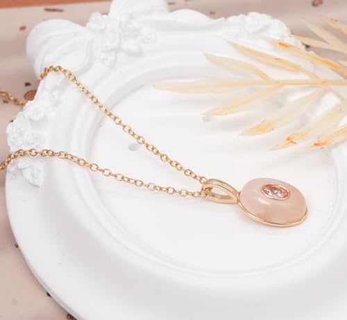 Natural Stone Necklaces Rhinestones Gemstone Necklace Adjustable Pendant Necklaces for Women - color: Pink