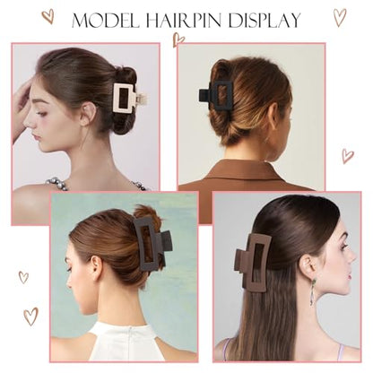 Square Hair Claw Clips,Big and Small Non-slip Square Matte Hair Claw Clips,12 Pcs - color: 6 Neutral