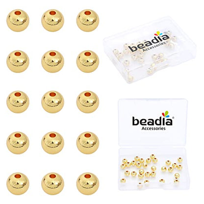 14K Gold Plated Round Spacer Beads 6mm 30pcs for Jewelry Making Findings Non Tarnish - color: 14K Gold, size: 6mm