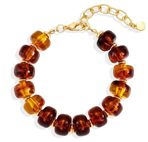 Beaded Bracelets Multicolor Acrylic Resin Beads Bracelet for Women - color: Brown
