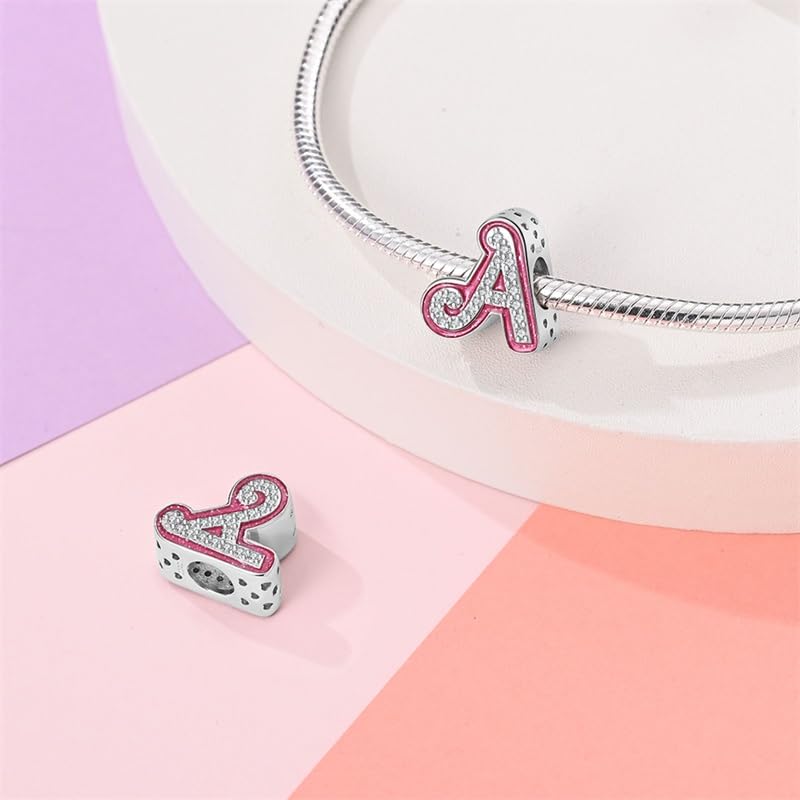925 Sterling Silver Letter Charms Fits Pandora Bracelets Alphabet AZ Bead Charm for Bracelets Necklace with 5A Cubic Zirconia for Women Birthday Ceremony DIY Jewelry Gift - style: 1-A