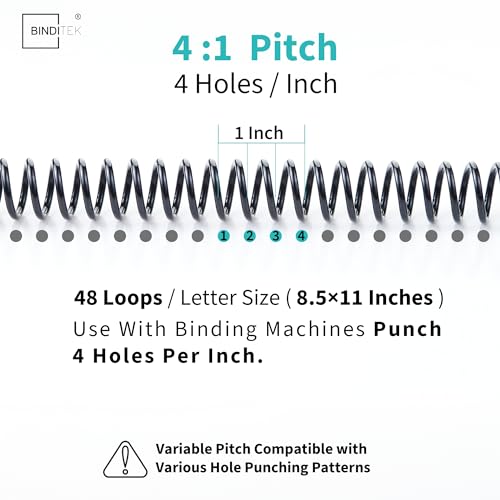 Binditek Plastic Spiral Binding Coils, Multi Size 4:1 Pitch, Black 200Pack | 8 Different Sizes (6 mm,8 mm,10 mm,12 mm,14 mm,16 mm,20 mm,25 mm), 48 Loops, for Letter-Size School and Office Projects - size: Multi Size , 4:1pitch, style: 200P , Black