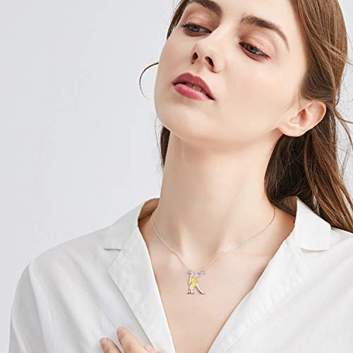POPLYKE Initial Sunflower Necklace for Women 925 Sterling Sliver Sunflower Pendant Necklace Letter Initial Pendant Chain - style: Sunflower K