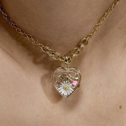 Women Locket Necklace Titanium steel Round 18K Gold Photo Lockets that Hold Picture Living Floating Memory Glass Locket Necklace for Family, Friends, Lovers - color: Gold rectangle
