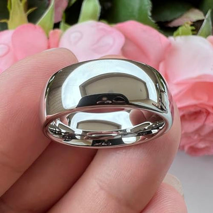 TUTISS 4mm 6mm 8mm 10mm Silver/Gold/White Tungsten Rings for Men Women Couple Fashion Jewelry Anniversary Engagement Wedding Bands Domed Polished I Love You Engraved Comfort Fit - color: 8mm White Tungsten I Love You