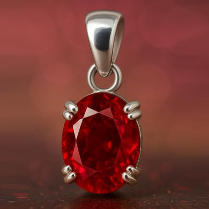 Natural Ruby Pendant Certfied Necklace 5.55 Carat precious Oval Shape Stone Pendant Pure 925 Sterling Silver