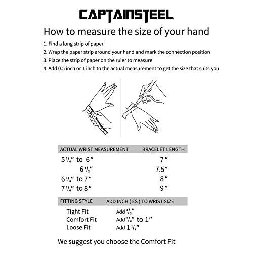 CaptainSteeL Cuban Bracelet for Men Stainless Steel Chain Link Bracelet | 8mm Width,7/7.5/8/9 Inch Length, Silver/18K Gold Plated,Men Bracelet,Waterproof Bracelet,Bithday ,Christmas gift - color: Dense Chain SteeL, size: 8in