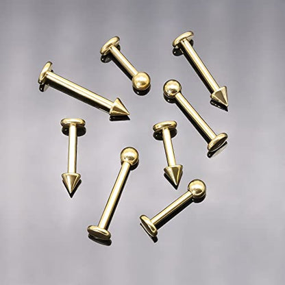 BLISI G23 Solid Titanium Eyebrow Piercing Jewelry, Gold Black Rose Gold Silver Pink Rainbow Eyebrow Rings 16G Curved Barbell,Tiny Vertical Labret Lip Jewelry Rook Piercing Jewelry for Women and Men - color: Gold 3