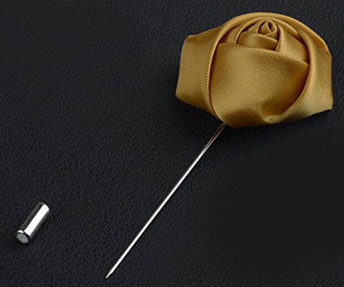 Gentleman's Essentials Premium Handmade Flower Lapel Pin Boutonniere - color: Baby Blue [Rose Bud]