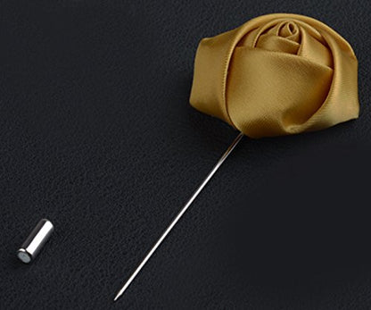 Gentleman's Essentials Premium Handmade Flower Lapel Pin Boutonniere - color: Baby Blue [Rose Bud]