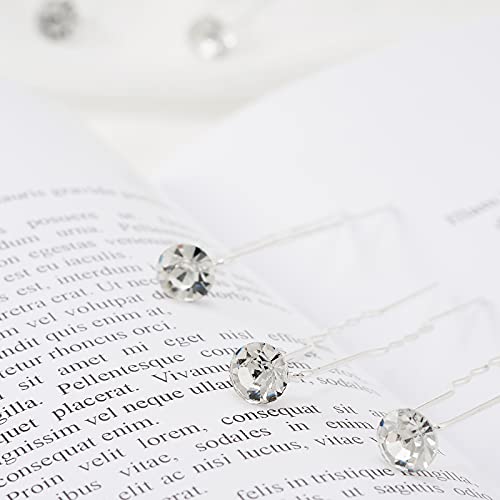 QIUTIMIY 20 Pack (Transparent) Rhinestone Hair Pins Crystal Hair Clips for Bridal Wedding Women Hair Jewelry Accessories, with Clear Container - color: Rhinestone-Transparent