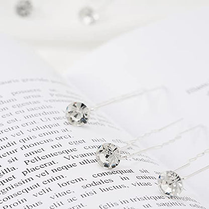 QIUTIMIY 20 Pack (Transparent) Rhinestone Hair Pins Crystal Hair Clips for Bridal Wedding Women Hair Jewelry Accessories, with Clear Container - color: Rhinestone-Transparent