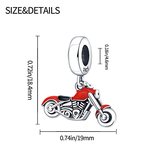 KUNSIR Charms Beads fits Pandora Charm bracelets for Woman 925 Sterling Silver Dangle Pendant Bead Jewelry Beads Gifts Happy Birthday Charms for Women Bracelet&Necklace - style: Motorcycle Charm