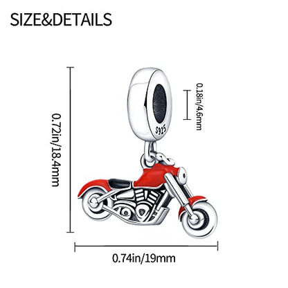KUNSIR Charms Beads fits Pandora Charm bracelets for Woman 925 Sterling Silver Dangle Pendant Bead Jewelry Beads Gifts Happy Birthday Charms for Women Bracelet&Necklace - style: Motorcycle Charm