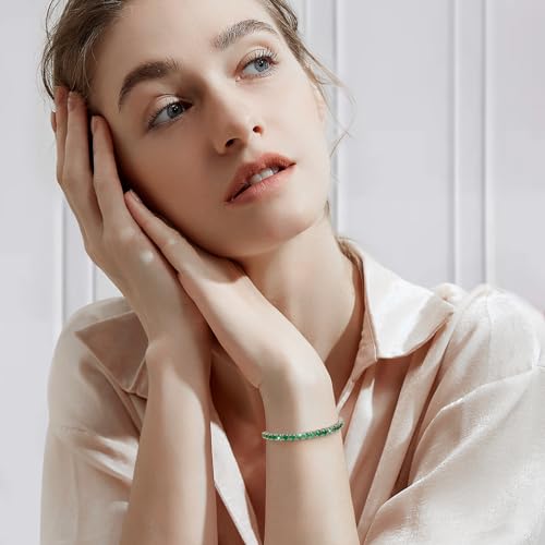 J.Fée Silver Bracelet, S925 Tennis Bracelet with Sparkling 5A Cubic Zirconia Silver Bracelets for Women Adjustable Bracelet for Women Bracelets Womens Bracelet Women Gifts for Women Mom - color: Zirconia All Green CZ
