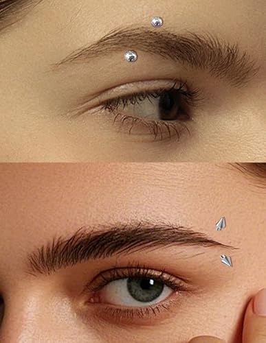 16Pcs Eyebrow Piercing Jewelry 16G Surgical Steel Curved Barbell Vertical Labret Lip Navel Belly Button Tongue Rings Rook Daith Tragus Earring for Women Men Silver Gold Tone 6mm/8mm/10mm/12mm - color: B-Siler