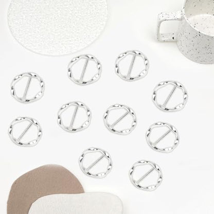 18Pcs Shirt Ties Clips for Women Silk Scarf Ring Clip T-Shirt Buckle Ring Clip Metal Round Circle Clip Clothes Clip - color: Silver