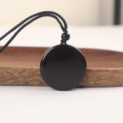 Anjiucc Natural Gemstone Tree of Life Black Obsidian/Golden Obsidian Pendant Necklace for Male and Female Necklace - color: Black obsidian 1