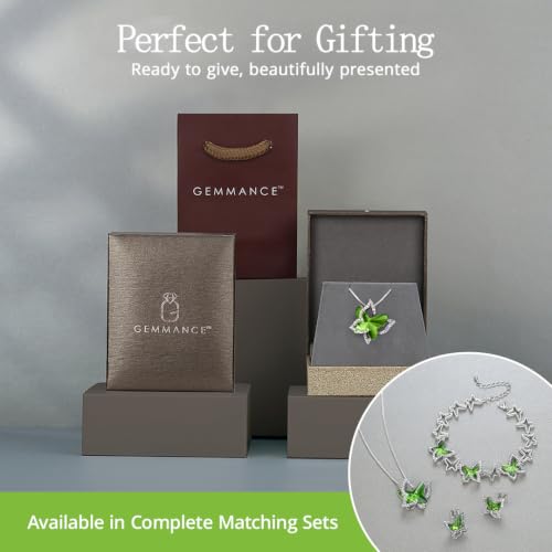 Butterfly Necklace, Birthstone Crystal, for Women, Silver Tone Pendant Jewelry, Anniversary Birthday Gift for Her, Wife & Mom, 18"+2" - color: 08-August Birthstone - Peridot Green Crystal