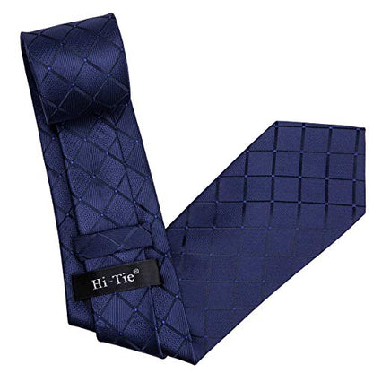 Hi-Tie Men 63inches Tie Set Extra Long Necktie Paisley Tie Pocket Suqare Cufflinks Big and Tall Men Tie - color: Blue