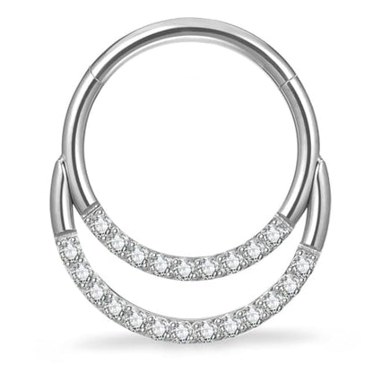 Titanium 16G Septum Ring Piercing Jewelry Nose Rings Hinged Clicker Hoop | G23 Titanium Silver Gold Hinged Segment Daith Piercing Jewelry Non-irritating , Clicker Septum Nose Piercing Jewelry Hoops - color: 09 Circle CZ-Silver, size: 16G-10mm
