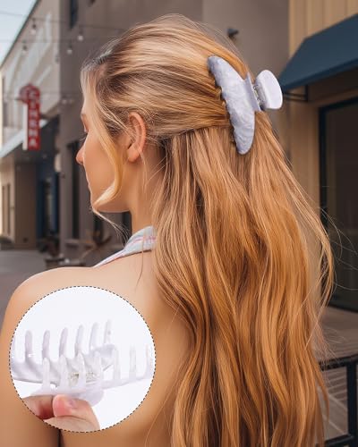 Molans 3PCS Hair Claw Clips Acrylic Clamps for women - Non-slip Strong Hold Barrettes for Thin Thick Hair, Medium hair clips Accessories - color: pink/yellow/blue
