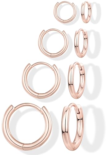 Small Gold Huggie Hoop Earrings Set for Women Men, Hypoallergenic 14K Gold Plated Hoop Earring Cartilage Earrings Stack Sets for Multiple Piercing Jewelry Cute Mini Tiny Lightweight Earrings for Sensitive Ears Everyday - color: Rose Gold, size: 6mm/8mm/10