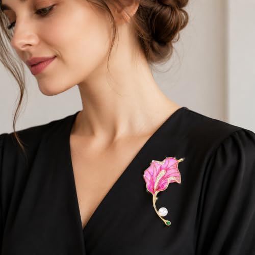 Flower Brooch for Women Rhinestone Pearl Zirconia Flower Lapel Pin Birthday Holiday Gift for Mother Wife Girlfriend - color: 03 Calla Lily-2