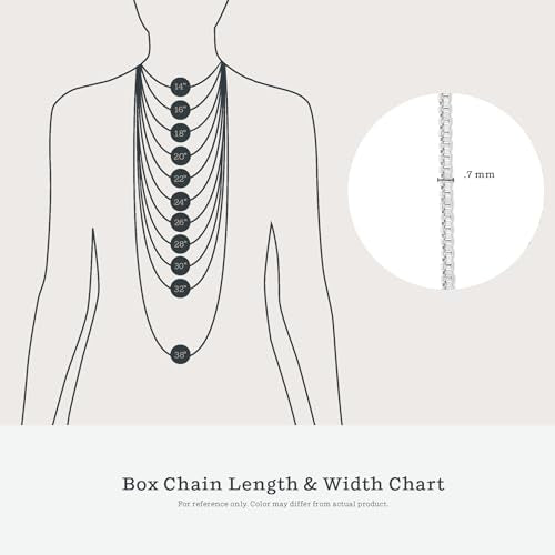 KEZEF 925 Sterling Silver Box Chain Necklace for Women & Men, 0.7mm Thin Chain Necklace, Available in Sterling Silver, Gold Plated & Rose Gold Plated Finishes, Made in Italy - color: Sterling Silver, size: 30 Inch