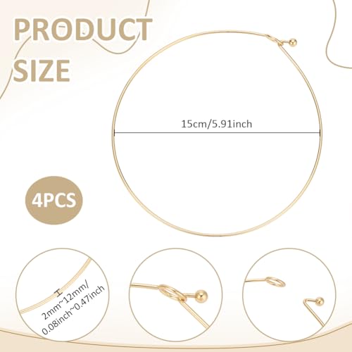 UNICRAFTALE Wire Wrap Collar Necklaces for Women 304 Stainless Steel Choker Necklaces Open Choker Necklace Metal Plain Chocker Collar Necklace for DIY Jewelry Making - color: Golden