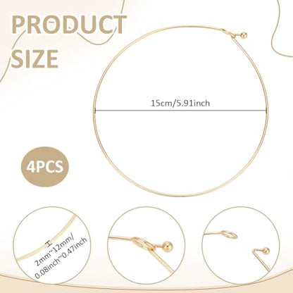UNICRAFTALE Wire Wrap Collar Necklaces for Women 304 Stainless Steel Choker Necklaces Open Choker Necklace Metal Plain Chocker Collar Necklace for DIY Jewelry Making - color: Golden