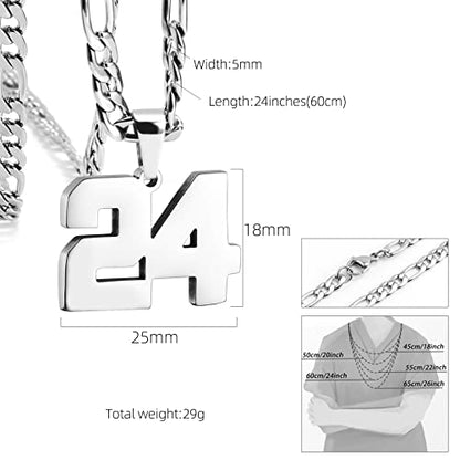 Personalized Number Necklaces for Mens,Stainless Steel Number Pendant Chain | Athletes Jersey Number Necklace;Baseball Basketball Football Sport Teams;Birthday Graduate Gift;Womens Mens Player - color: Silver, style: 2 Silver