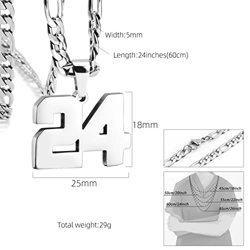 Personalized Number Necklaces for Mens,Stainless Steel Number Pendant Chain | Athletes Jersey Number Necklace;Baseball Basketball Football Sport Teams;Birthday Graduate Gift;Womens Mens Player - color: Silver, style: 16 Silver