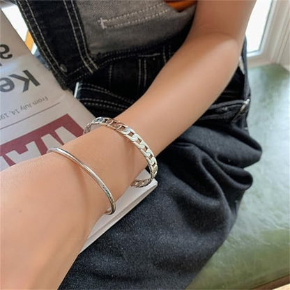 925 Sterling Silver Bangles For Women Handmade Silver Bangles Open Adjustable Bangle Bracelets For Women Silver Open Cuff Bracelets Stackable Wrap Bangles Festival Jewelry Gifts - color: Style 20