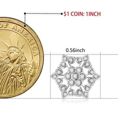 Crystal Lapel Pins Brooch for Men Women in Silver Tone, Metal Brooch Pins for Suits, Mens Suit Accessories on Wedding Birthday Anniversary Father's Day. - color: snow flower