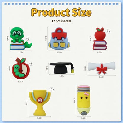 12pcs 3D Student Silicone Focal Beads for pens | Focal Beads for Keychain Making,Pens, Bracelet,Necklace Crafts,Bulk Silicone Beads for DIY（3D Student） - color: 3D Student