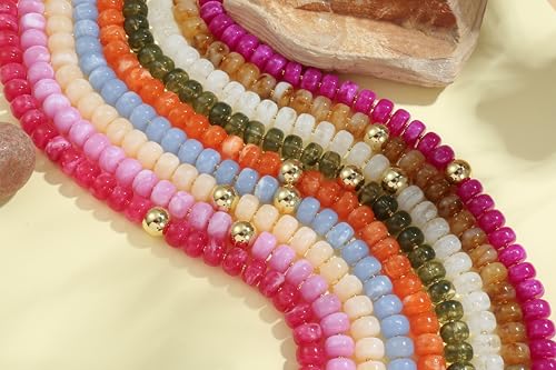Badu Colorful Chunky Beaded Choker Necklace, Acrylic Colorful Bead Statement Necklaces, Adjustable Summer Beach Jewelry Gift for Women - color: White