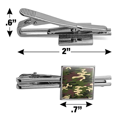 GRAPHICS & MORE Green Camouflage Square Tie Bar Clip Clasp Tack- Silver or Gold - color: Silver