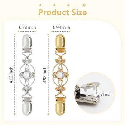 Frutain 2Pcs Cinch Clip Waist Cincher Clips for Women Dress Back Cinch & Shawl Cardigan Sweater Shirt Fasteners(GS) - style: Gs-pearl-heart